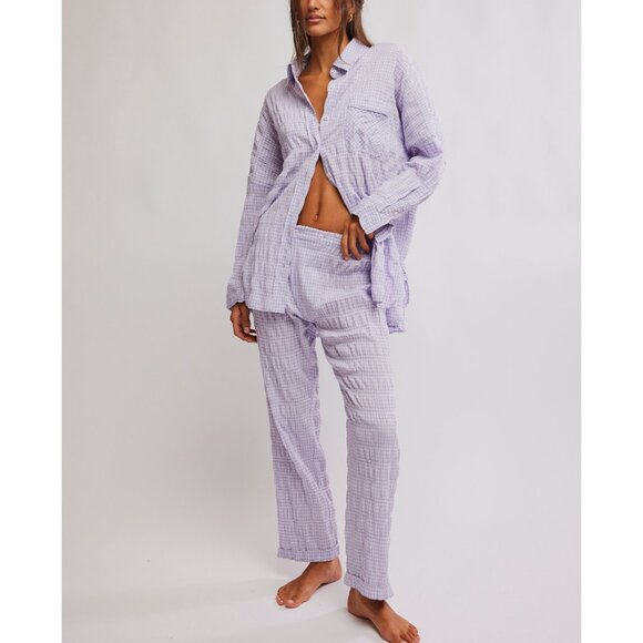 FREE PEOPLE Cloud Ten Sleep Shirt / Lilac Combo - Picture 5 of 6
